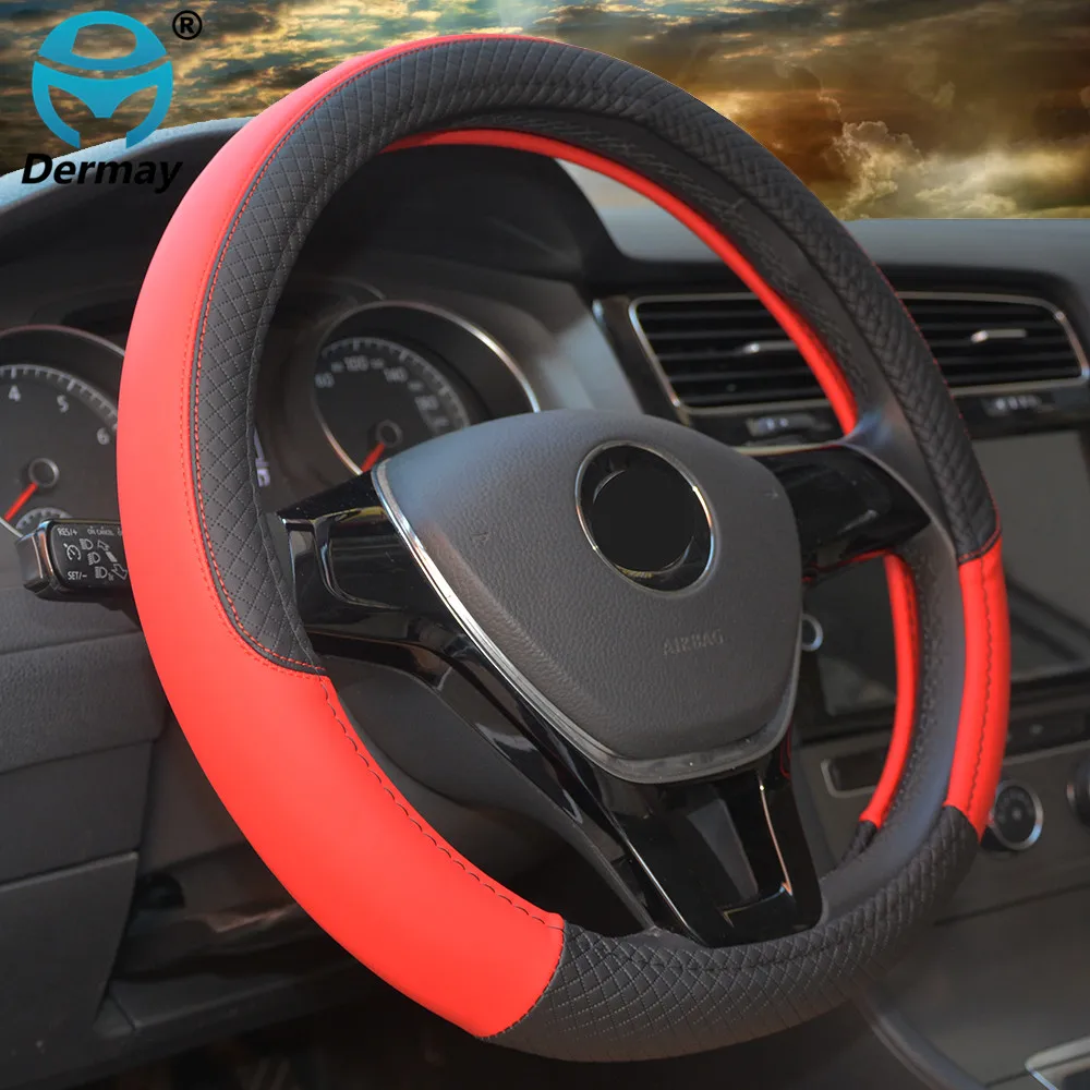 Universal Car Steering Wheel Braid High Quality Leather Anti-Slip 8 Color Car Steering Wheel Cover Car-styling Auto Accessories