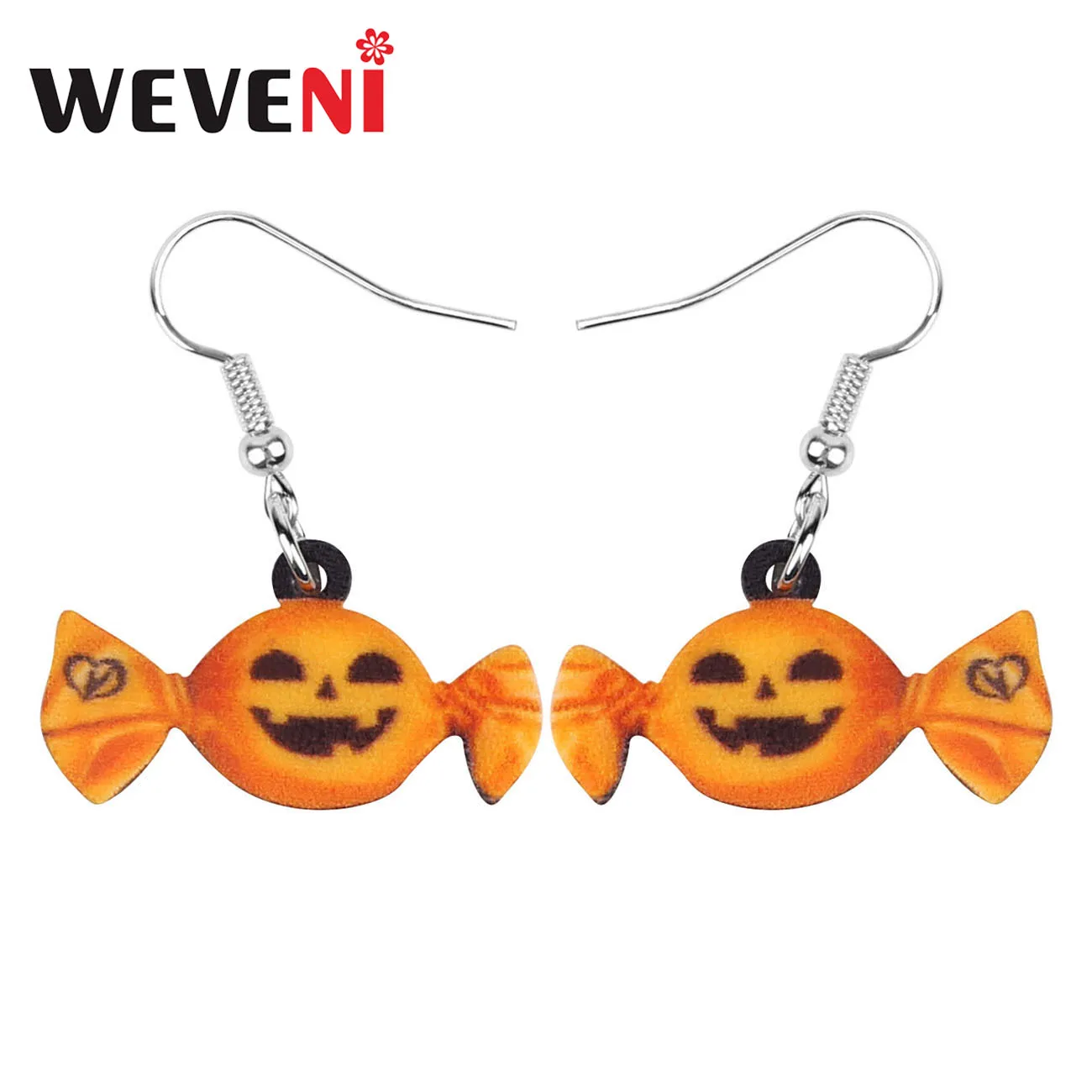 WEVENI Acrylic Halloween Anime Demon Punpkin Candy Earrings Drop Dangle Jewelry Women Girls Teen Party Gift Decoration Accessory