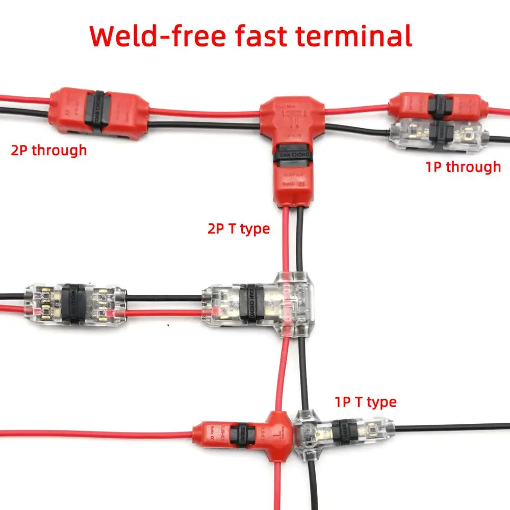 I/T Type 1/2pin non-stripping quick connection press-type straight-through distribution for 22-18AWG Wiring LED Car Audio Cable