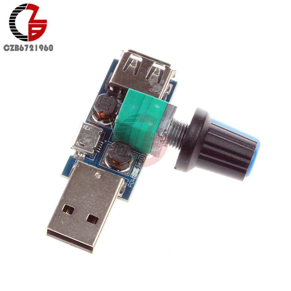 5V USB Voltage Regulator Fan Stepless Speed Controller Regulator with Switch DC 4-12V to 2.5-8V 5W Power Controller