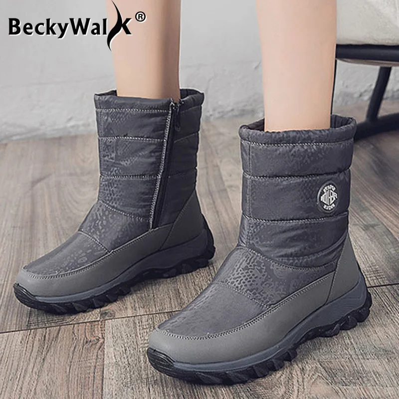 Botas de nieve impermeables para mujer, zapatos cálidos de media caña con plataforma, WSH3719, invierno, 2023