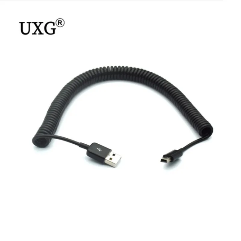 Mini USB Cable Fast Charging Data Cable For Cellular Phone Digital Camera HDD MP3 MP4 Player Tablets Spring Extension cable 50cm