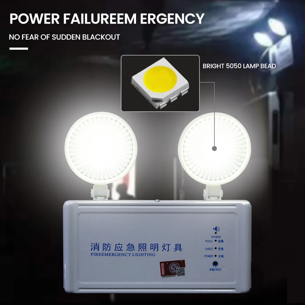 Xtra Brightness Fire Emergency Lighting 3W AC220V  power supply safety accidents Fire Emergency Light with Force Start Function