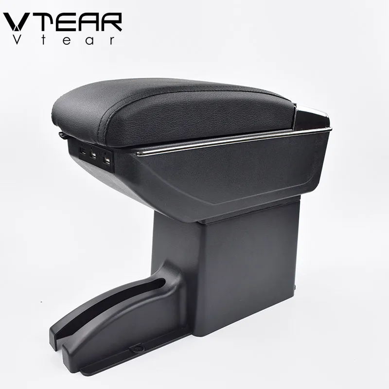 Vtear Auto Armrest Leather Pad USB Storage Box Car-Styling ABS Decoration Accessories Decoration Interior Parts For Lada Kalina