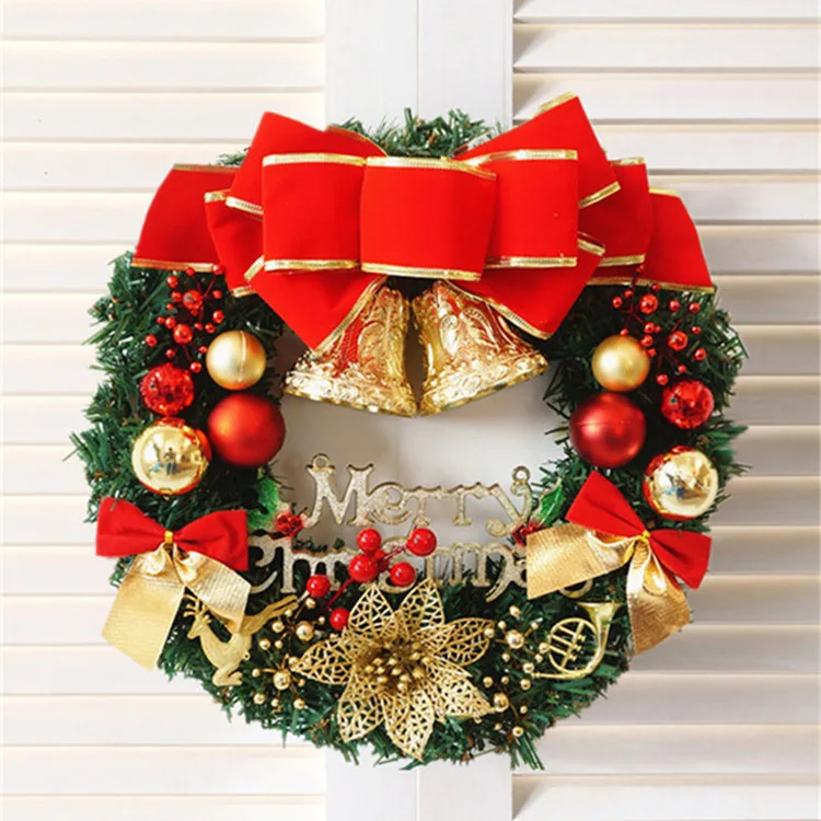 

40/50/60cm Christmas Rattan Garland Decorative Green Christmas Garland Artificial Xmas Tree Rattan Banner Decoration Wreath 2022