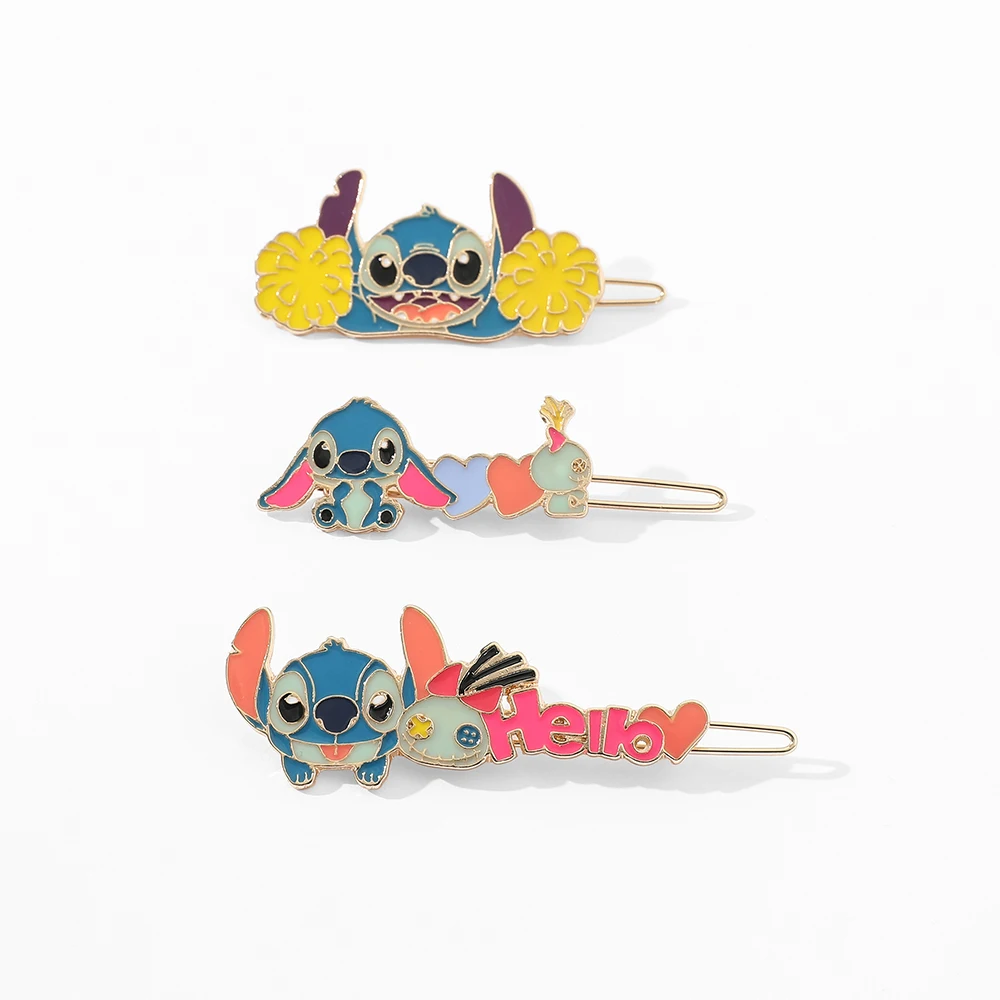 Barrettes colorées Disney Stitch pour bébé fille, épingles à cheveux mignonnes, pinces à cheveux douces, pince market, accessoires de mode