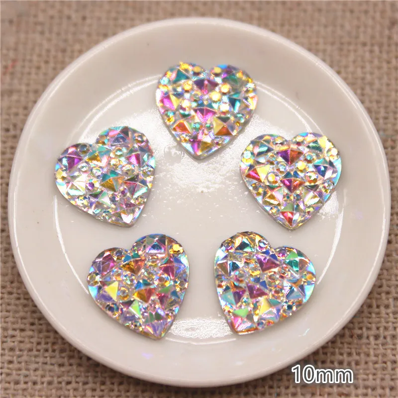 10mm-30mm Resin Heart Bling Crystal AB Rhinestone Flatback Cabochon Stone DIY Home Decoration Crafts Scrapbook Accessories