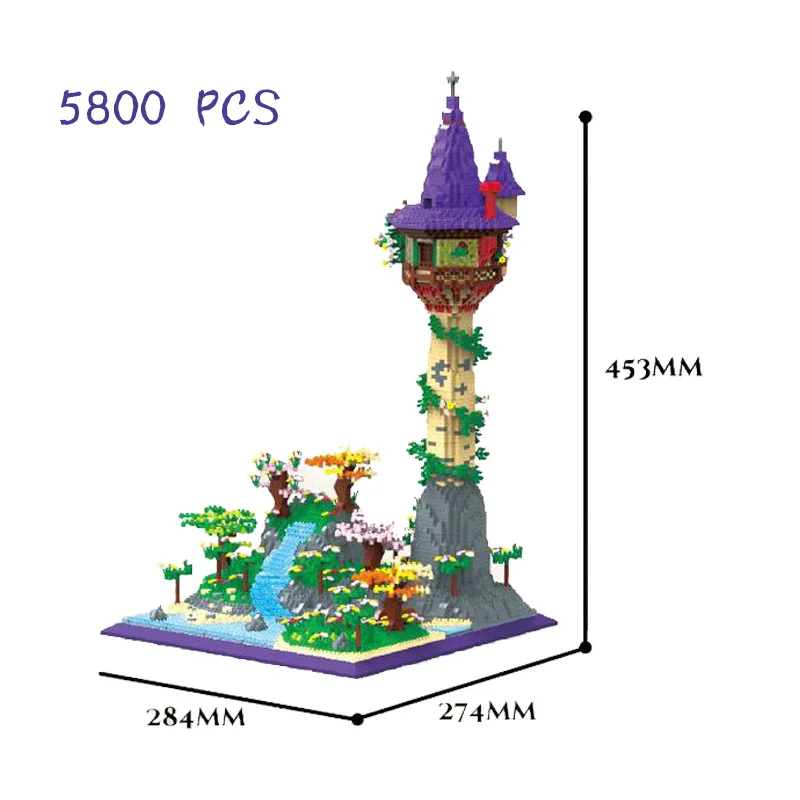 5800PCS Rapunzel Tower Castle Model Creative DIY Building Assembled balloon house Building Blocks Children's Toy Gift view 2