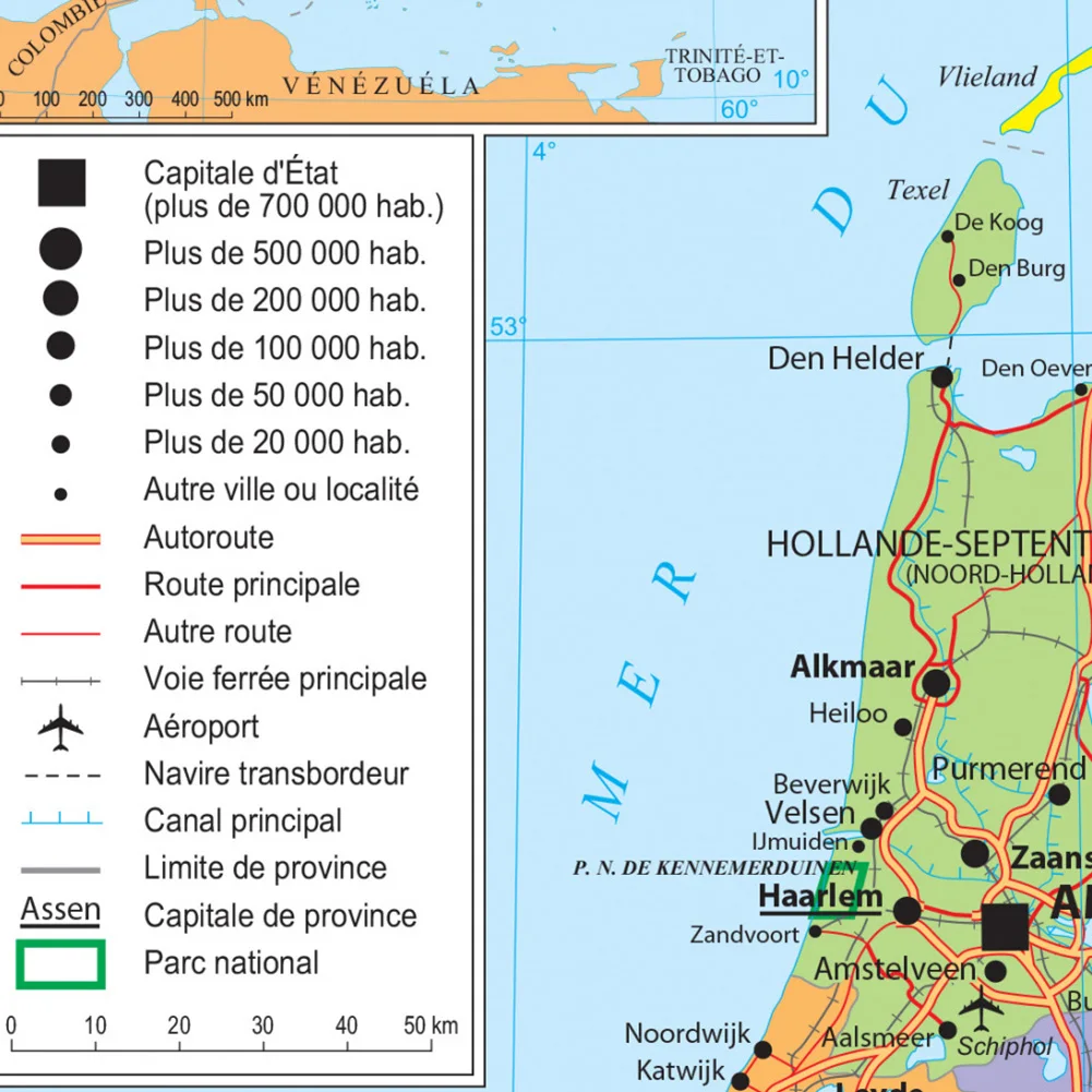 150 * 100 cm Francuska mapa polityczna Holandii z trasą drogową Plakat ścienny na płótnie Malarstwo szkolne Wystrój domu