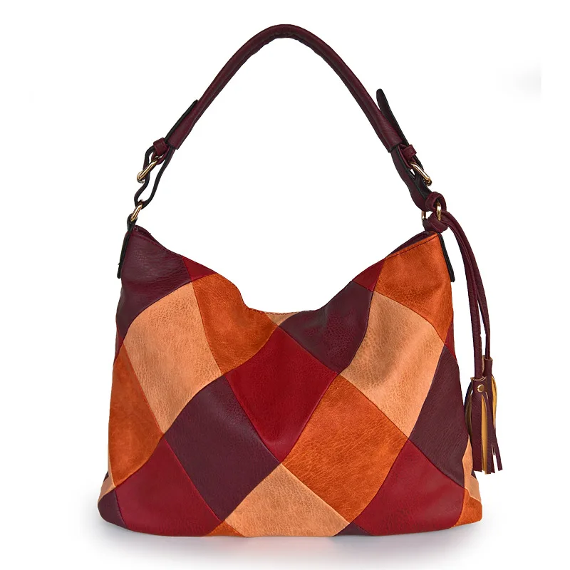 Bolsos de hombro a cuadros para mujer, bandolera de cuero de diseñador de lujo, a la moda, Simple, grande, 2023