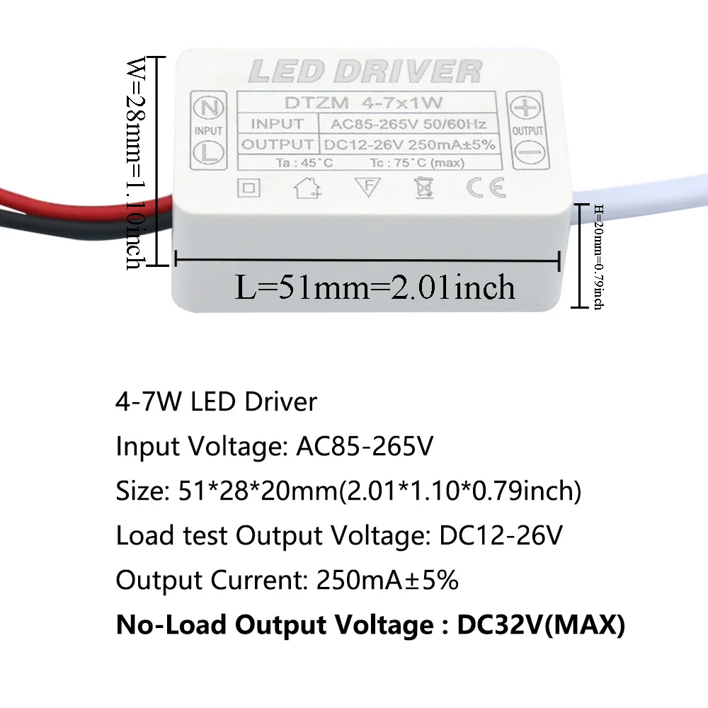 LED Driver 250mA 1-3W 3-5W 4-7W 8-12W 12-18W 18-25W 25-36W LED Power Supply Unit 250mA AC90-265V Lighting Transformers For LEDs