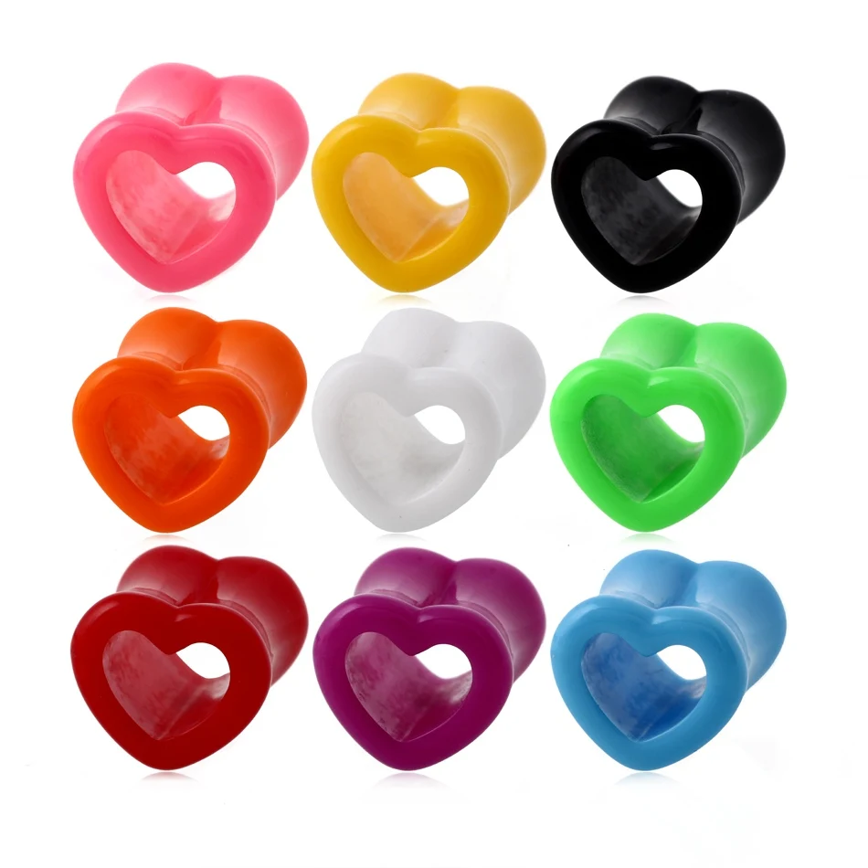 2pcs/lot Ear Piercings Ear Plug and Tunnel Heart Ear Flesh Plugs Earlet Gauges Piercing Body Jewelry Women Accessories 4MM-12MM