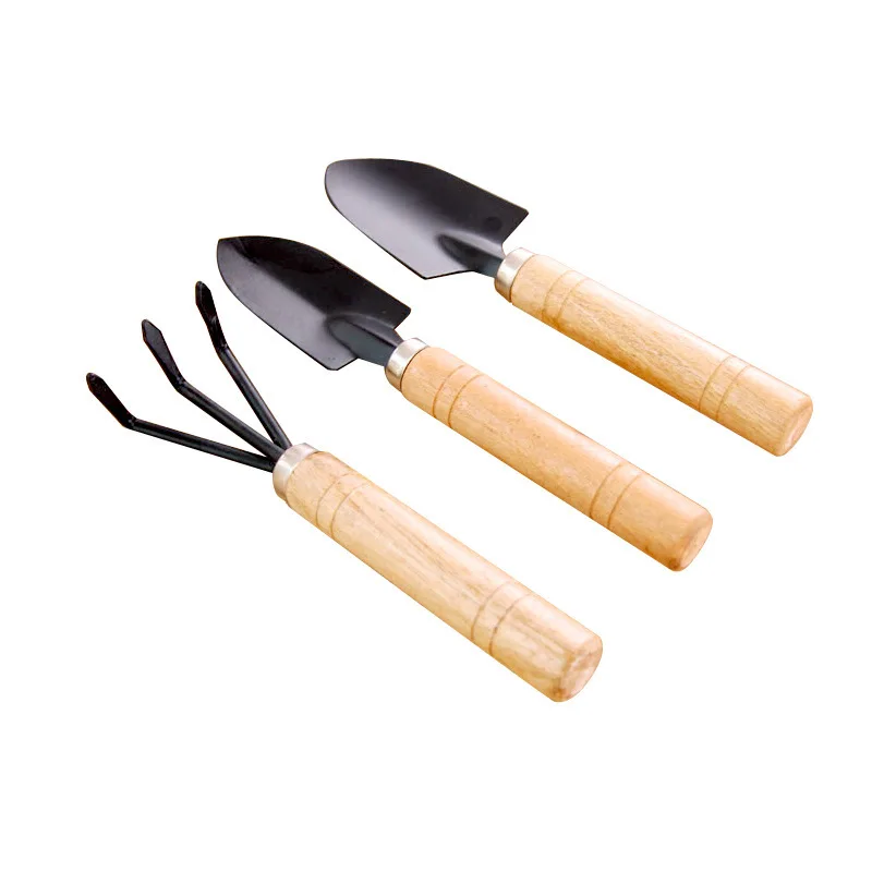 3pcs/set Mini Shovel Rake Set Wooden Handle Metal Head Shovel for Flowers Potted Plants Portable Garden Tool Seed Disseminators