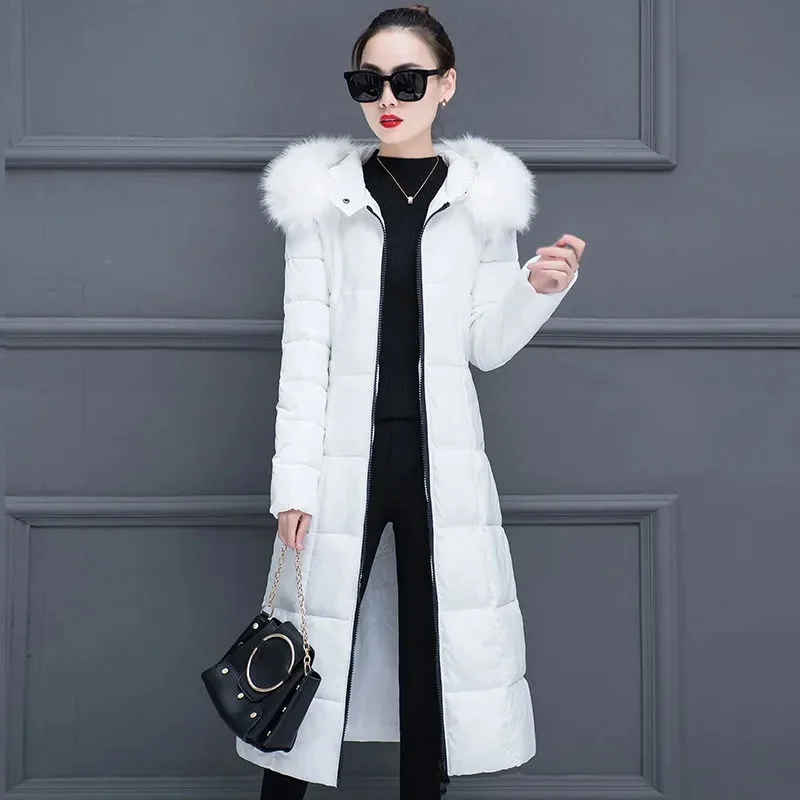 

The 2023 winter padded jacket is longer than the knee thick, slim and warm women's padded jacket