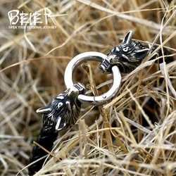 Wholesale Dropshipping Man's High Quality Genes Leather Wolf  Bracelet Bangle Jewelry BC-L060