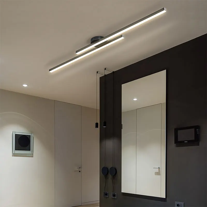 

Modern Creative Minimalist LED Long Strip Ceiling Lamp Black Gold for Aisle Corridor Balcony Simple Entrance Cloakroom Lighting