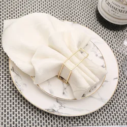 유럽 중공 스퀘어 냅킨 링, 골드 버클, 테이블 장식, 웨딩, 호텔, 크리에이티브, 10Pcs