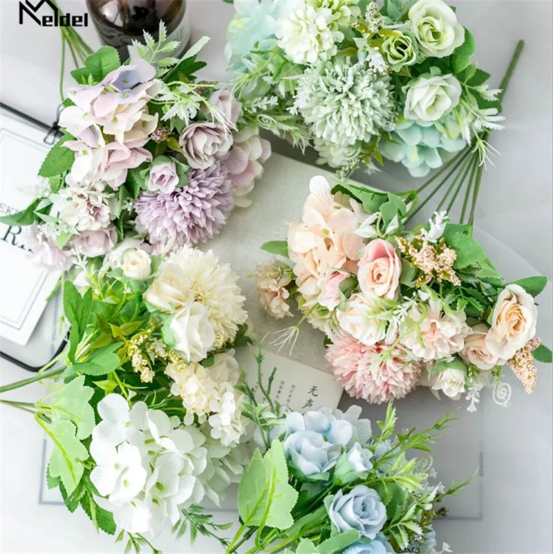 Meldel Kunstmatige Pioen Bloemen Zijde Boeket Voor Bruiloft Decoratie Kleine Nep Rose Bloemen Home Decor Diy Faux Rose Pioen Flore