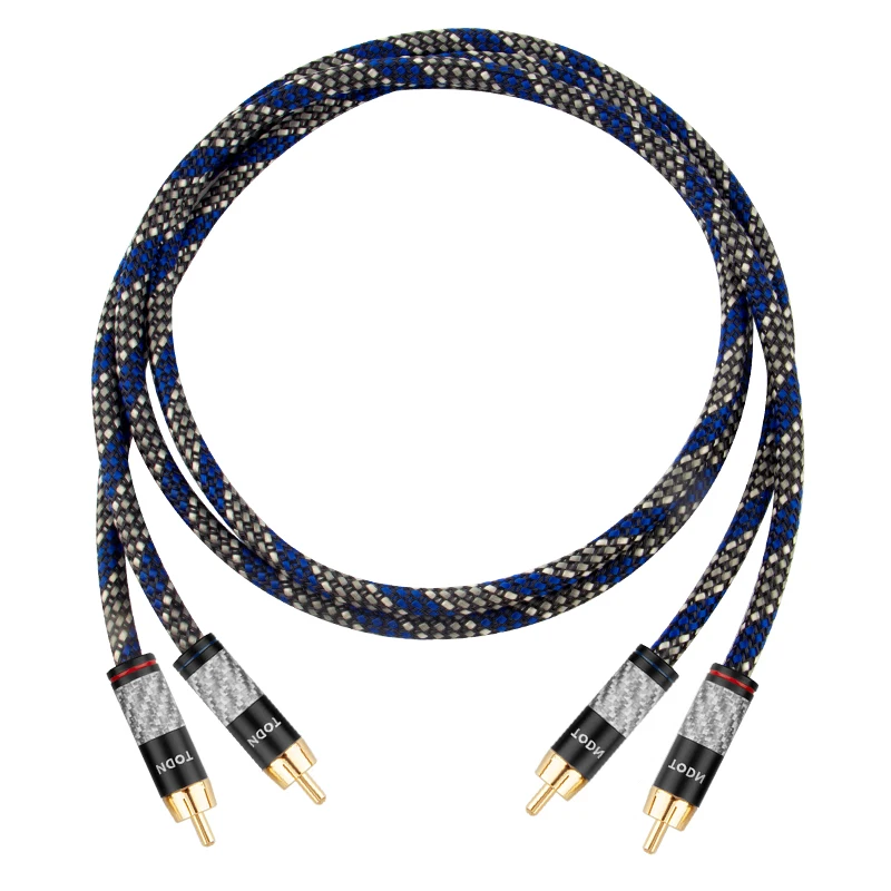 TODN-cable de audio RCA 2 RCA a 2 RCA, Cable de interconexión HIFI estéreo 4N OFC macho a macho para amplificador DAC TV, 1 par