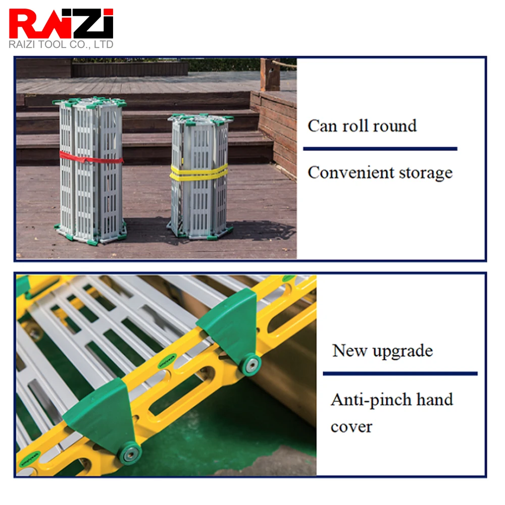 Raizi 1 set Portable Foldable Aluminum Ramps Custom Size Anti-slip Adjustable Loading Mobile Home Supermarket Rolling Ramps