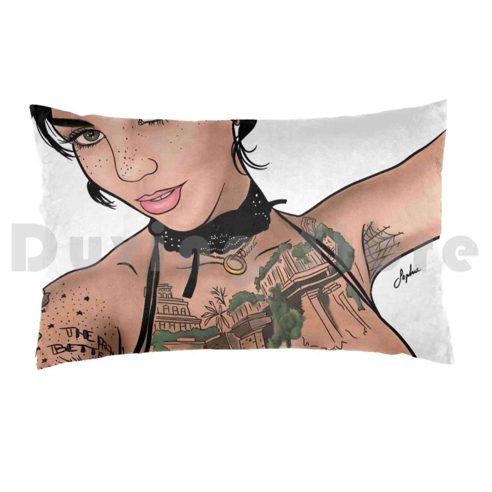 Pillow Case Inked Girl-Bonnie Rotten 3277 Girls Inkedgirl Blonde Inked Tattoos Tribal Back Sex