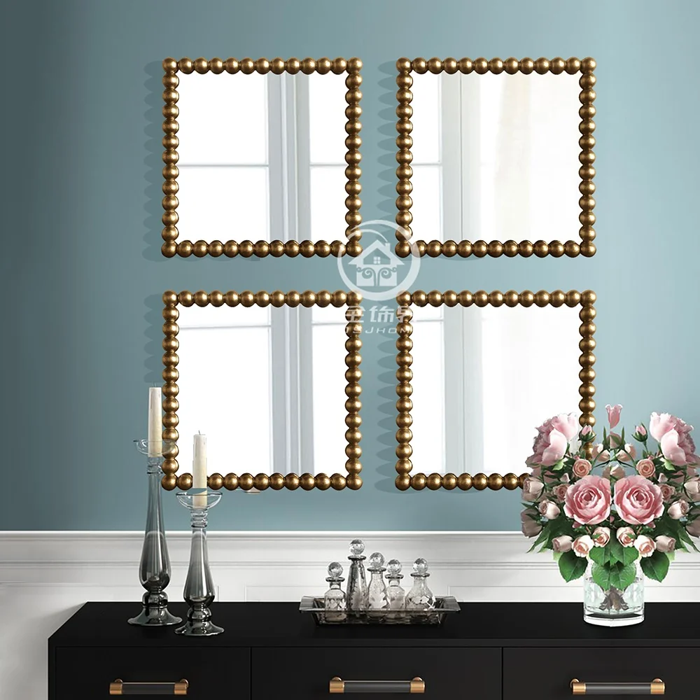 

Antiqued finish square wall mirror set glass vanity makeup mirror wall decorative mirrored art console mirror W-F1307