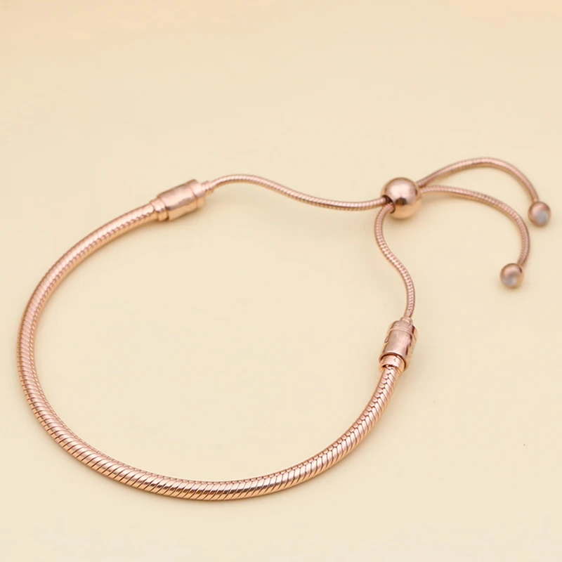 2022 New Silver Color Classic Adjustable Snake Chain Bracelets Fits Beads Link Chain Charm Bracelets For Women Fashion Jewelry