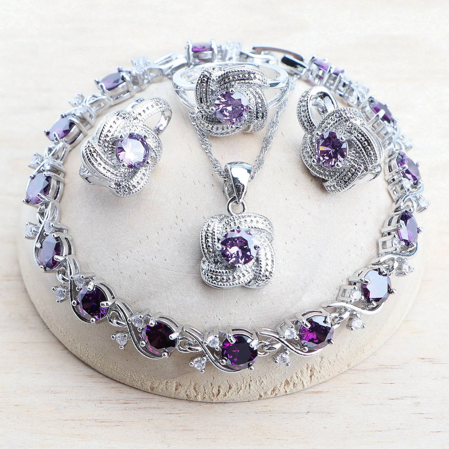 NONE Blue Zirconia Women's Jewelry Set Sterling Silver 8