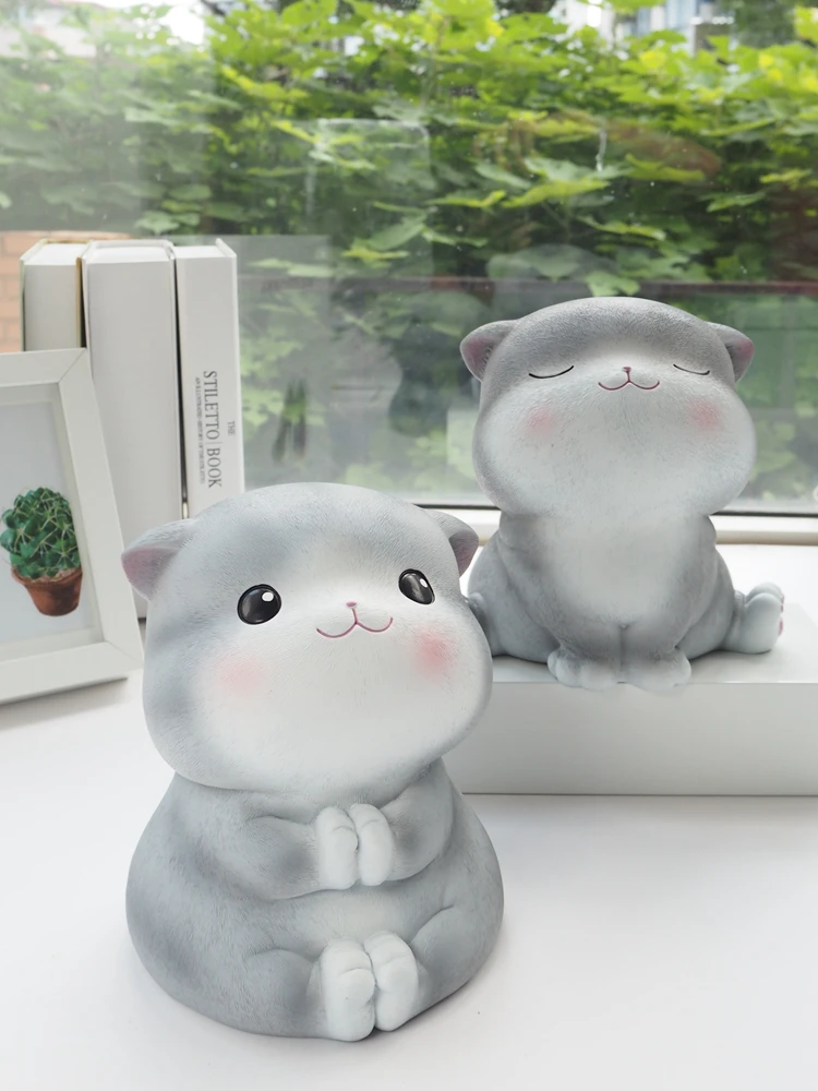 Gato bonito dos desenhos animados em forma de caixa de moeda brinquedo para crianças adorável mealheiro interior decoração casa caixa de poupança de dinheiro crianças brinquedo zl571