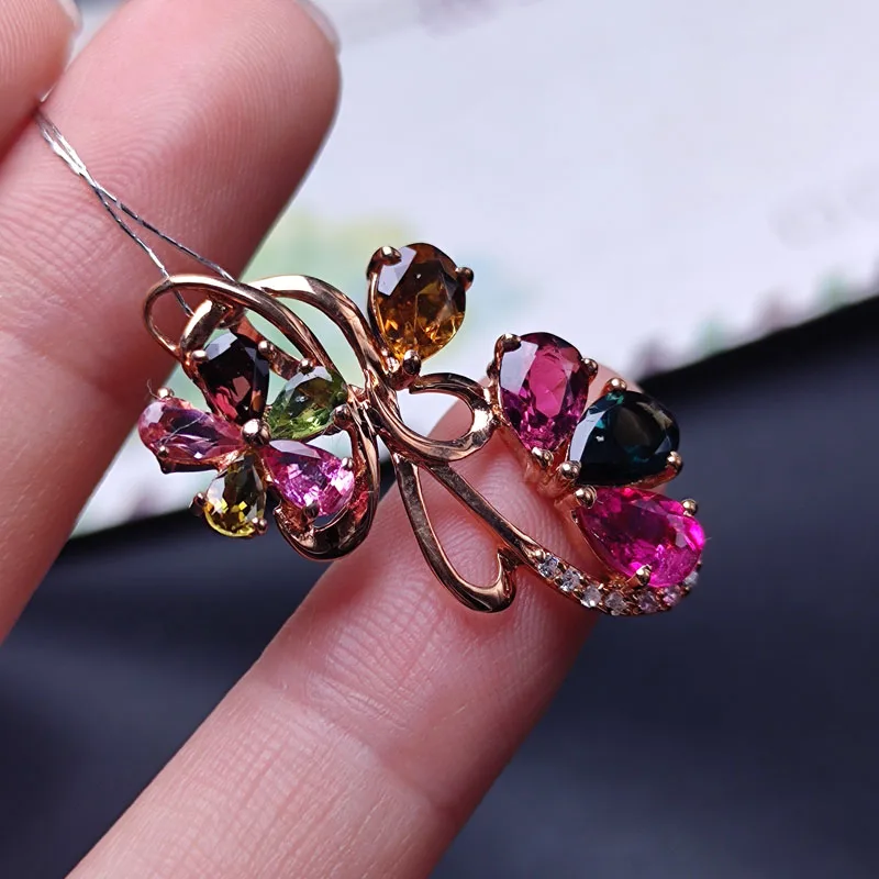 

925 Sterling Silver Tourmaline Pendants fashion gift for women jewelry necklaces pendants fine jewelry bc-c828