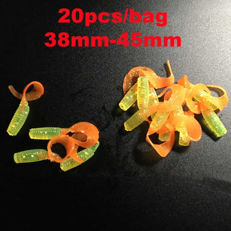 

20pcs/lot Soft Lures Silicone Bait 0.7g/38mm 1g/45mm Double Color Baits Pva Carp Fishing Swimbait Jigging Lure Artificial Baits