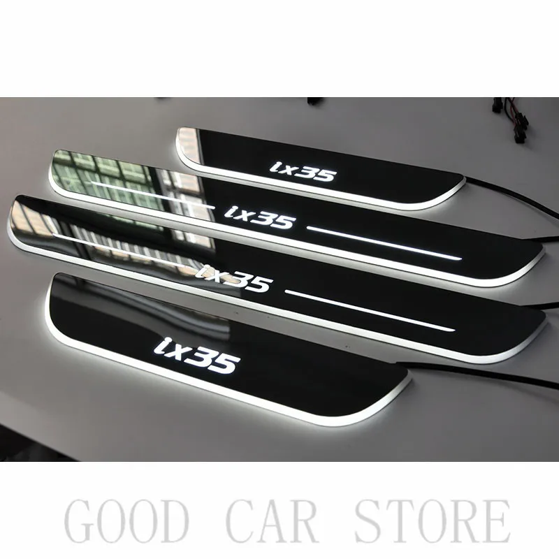 Kiểu Dáng Xe Đèn LED Cánh Cửa Sills Scuff Dành Cho Xe HYUNDAI IX35 2010-2019 Acrylic Lưu Lượng Flash Nhấp Nháy Hoan Nghênh Bạn Đã Bàn Đạp Scuff Đĩa