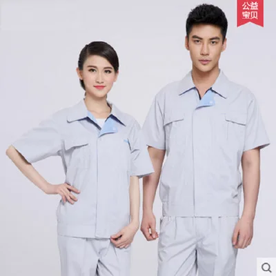 Half sleeve smock labor protection suit ChangFu summer breathable absorbent can be embroidered words printed words