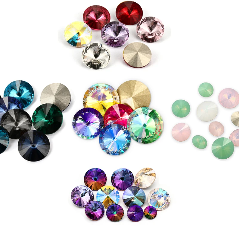 Rivoli-Cuentas sueltas de diamantes de imitación de cristal, piedras de lujo, garra, chapado en plata, aplique de ropa, decoración de joyería, nuevo