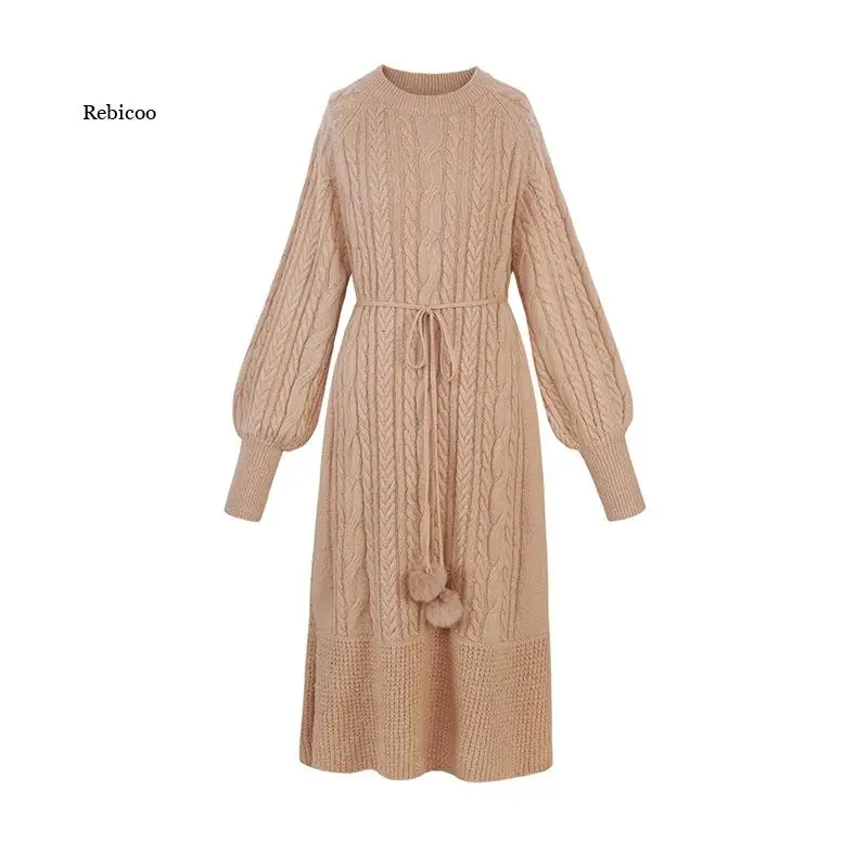 

Sweater Dress Knitted Slim Autumn Winter Women Sweaters Pullover Long Sleeve O Neck Pullovers Women Knit Sweater Dress