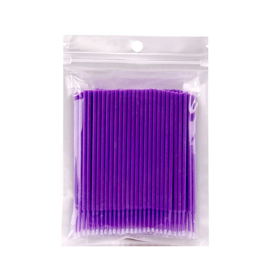 Aplicadores de microcepillo para extensión de pestañas, hisopo suave de algodón desechable, tamaño S, M y L, 100 unids/lote