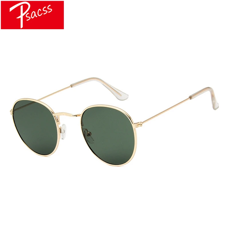 PSACSS nowe okulary przeciwsłoneczne damskie Vintage mała metalowa rama okulary przeciwsłoneczne dla kobiet/mężczyzn marka projektant promienie lustrzane UV400 óculos De Sol