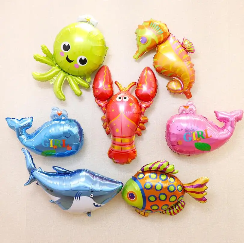 Big Clownfish Spot Fish Crayfish Foil Balloons Marine Ocean Sea Animals Aquatic Baby Shower Birthday Party Decor