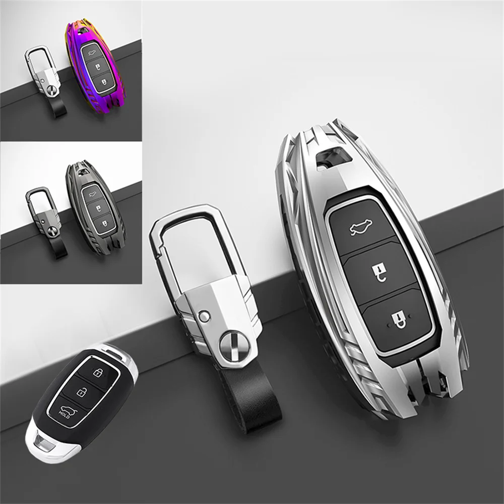 

Zinc Alloy Car Remote Smart Key Case Cover Fob Chain Holder Shell Fit For Hyundai Palisade 2019-2020 Accessories