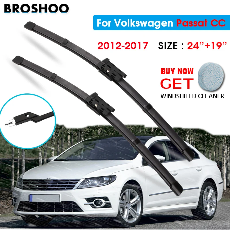 

Car Wiper Blade For Volkswagen Passat CC 24"+19" 2012-2017 Windscreen Windshield Wipers Blades Window Wash Fit push button