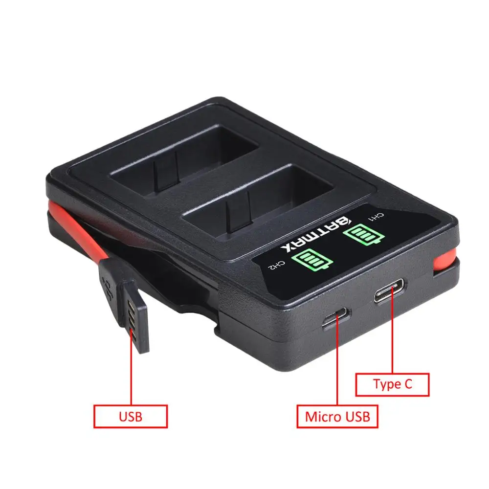 Batmax LP-E17 LP E17 Battery+New LED Dual USB Charger with Type C Port for Canon EOS 200D 250D M3 M6 750D 760D T6s 800D 8000D