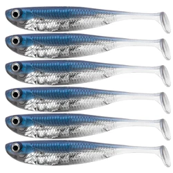5/6pcs Fishing Soft Bait 70mm 80mm 100mm T Shad Fishing Soft Lures Silicone Swimbaits Artificial Baits Worm For Bass Fishing
