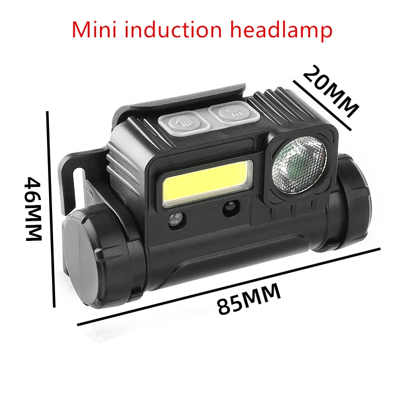 Mini TYPE-C Rechargeable XPE COB LED WHITE RED Headlamp Body Motion Sensor Headlight Camping Flashlight Head Light Torch Lamp