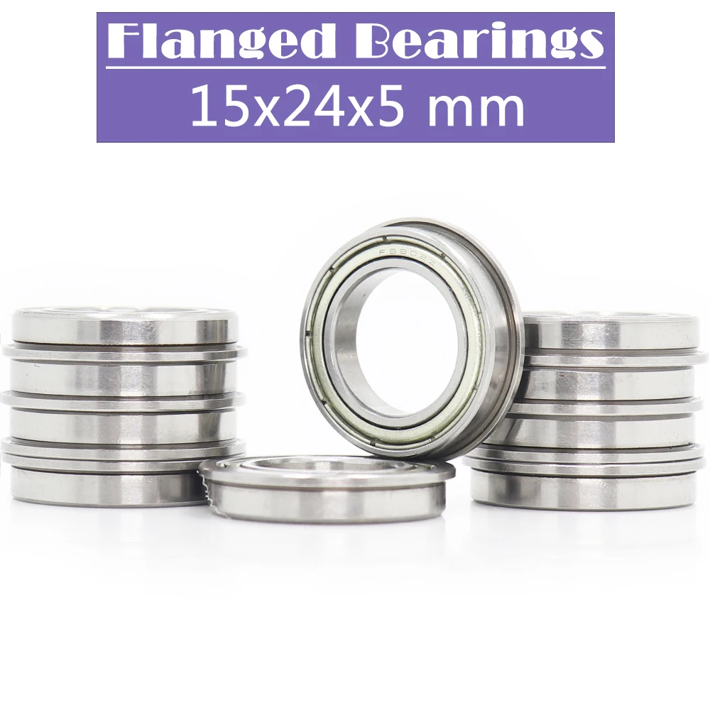 

F6802ZZ Flange Bearing 15*24*5 mm ( 10 PCS ) Double Shielded Deep Groove Flanged F6802 Z ZZ Ball Bearings F6802-2Z F6802Z