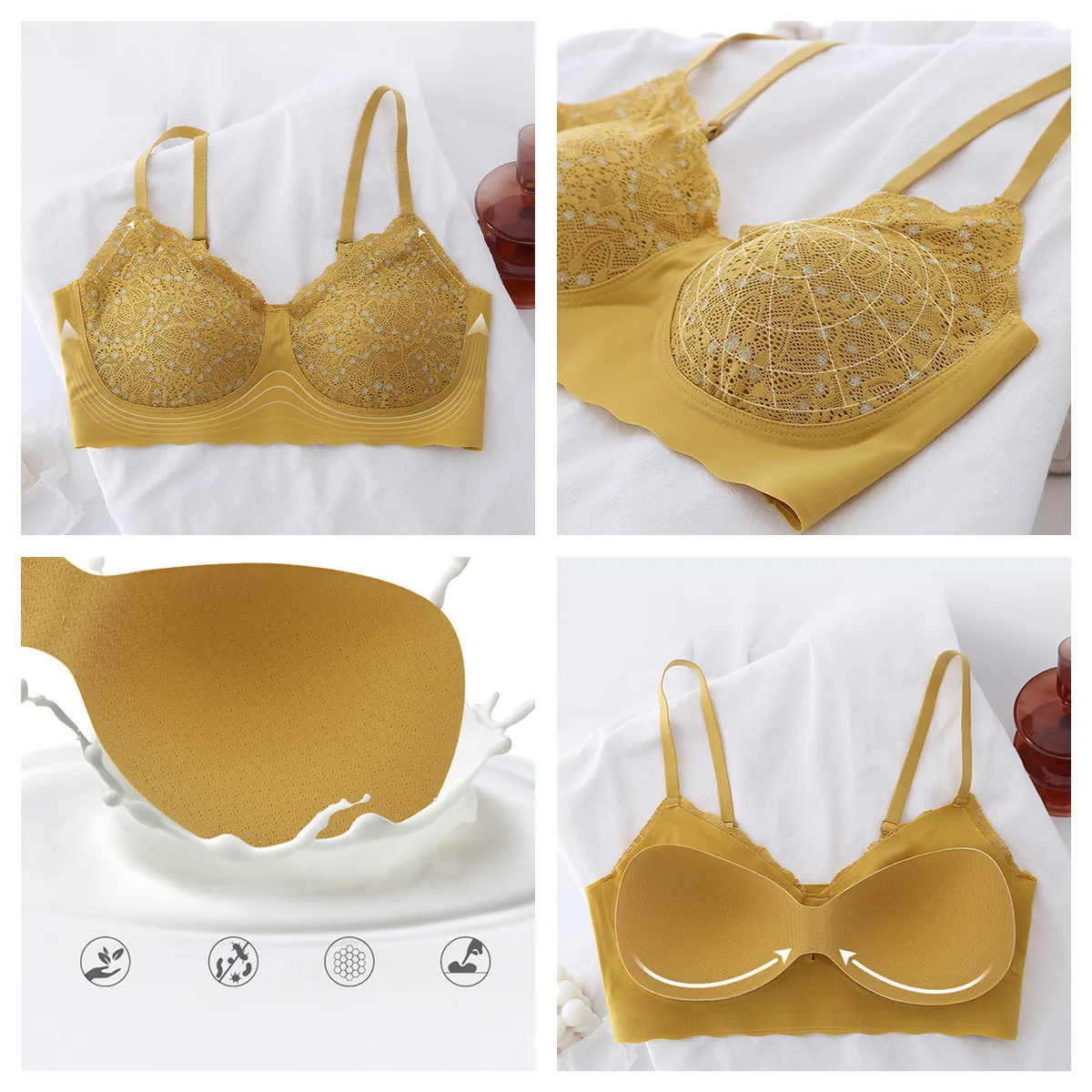 Push-Up Bras For Women Wire-Free Brassiere Comfort Invisible Bra Solid Color 3/4 Cup Underwear Female Sexy Lingerie Intimates