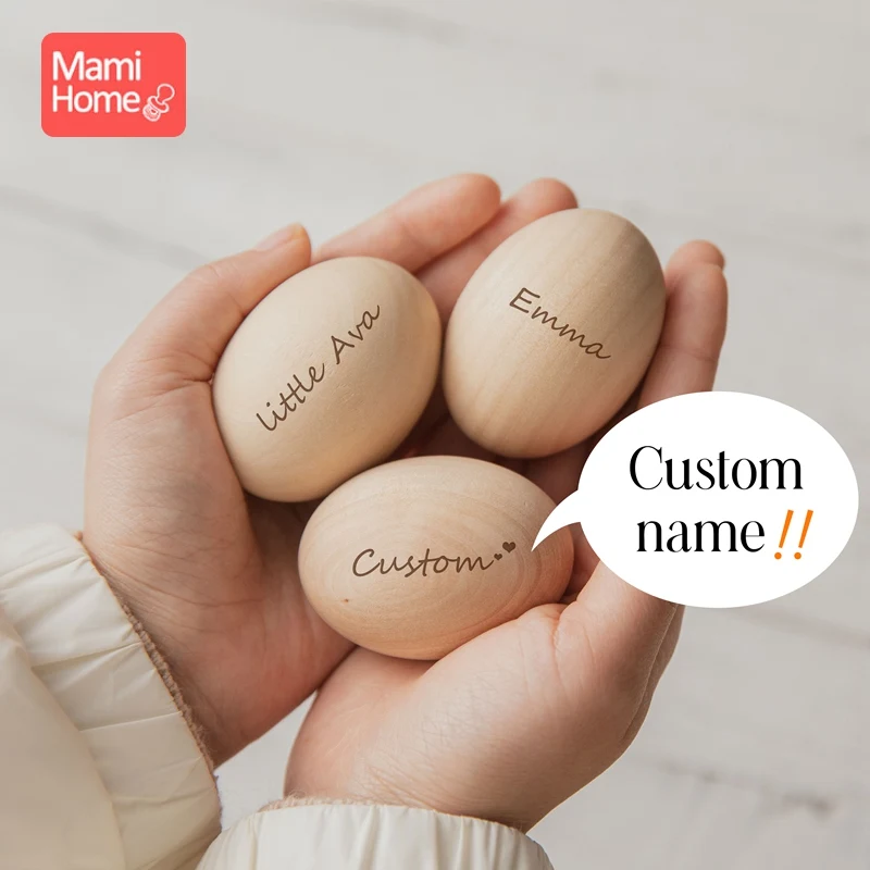 63Mm 20Pcs Large Wooden Egg Toy Shape Custom Logo DIY Unfinished Painting Wood Egg Creative Easter Egg Food Kitchen For Children