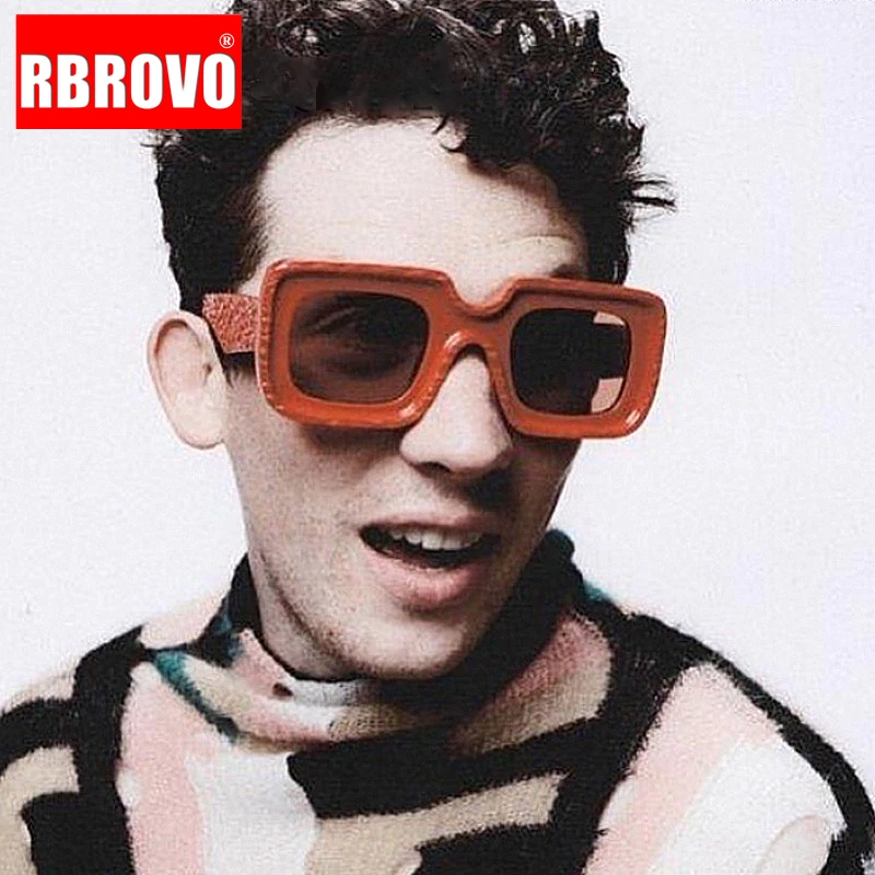 

RBROVO 2023 Luxury Brand Sunglasses Men Vintage Orange Green Glasses Men Square Eyewear for Women/Men Vintage Gafas De Sol Mujer