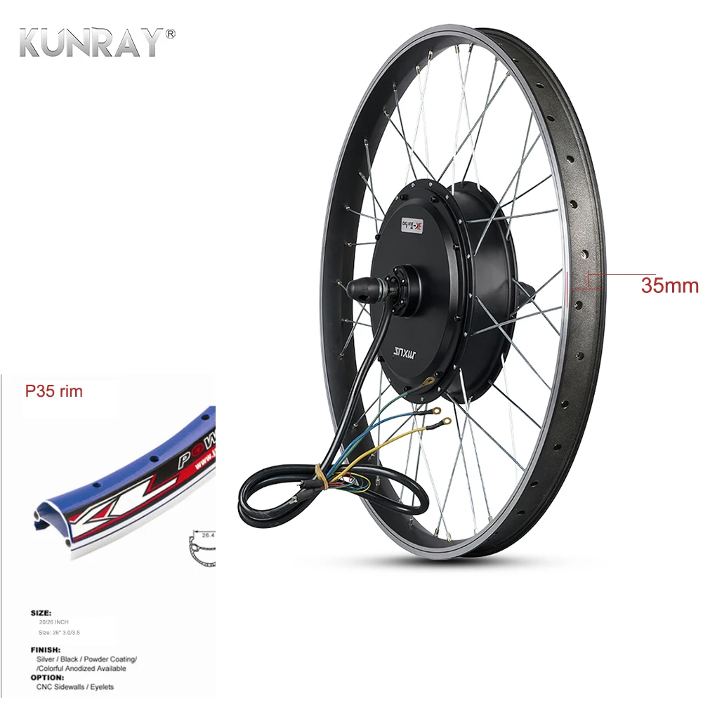 Electric Bicycle Rear Wheel Motor, E-bike Conversion Kit, Brushless Hub Motor, Mountain Dirt Bike Motor, MXUS V3, 72V, 3000W