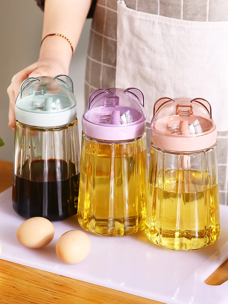 Household large glass oiler leak-proof oil tank with lid oil bottle kitchen supplies seasoning bottle sauce seasoning bottle