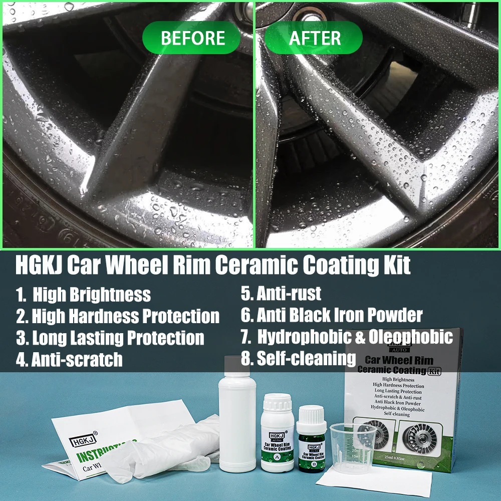 Car Wheel Rim Ceramic Coating Kit Professional Anti-Rust Anti-Scratch Tire Rim Cleaning Kit Car Cleaning Tools Car Accessor HGKJ